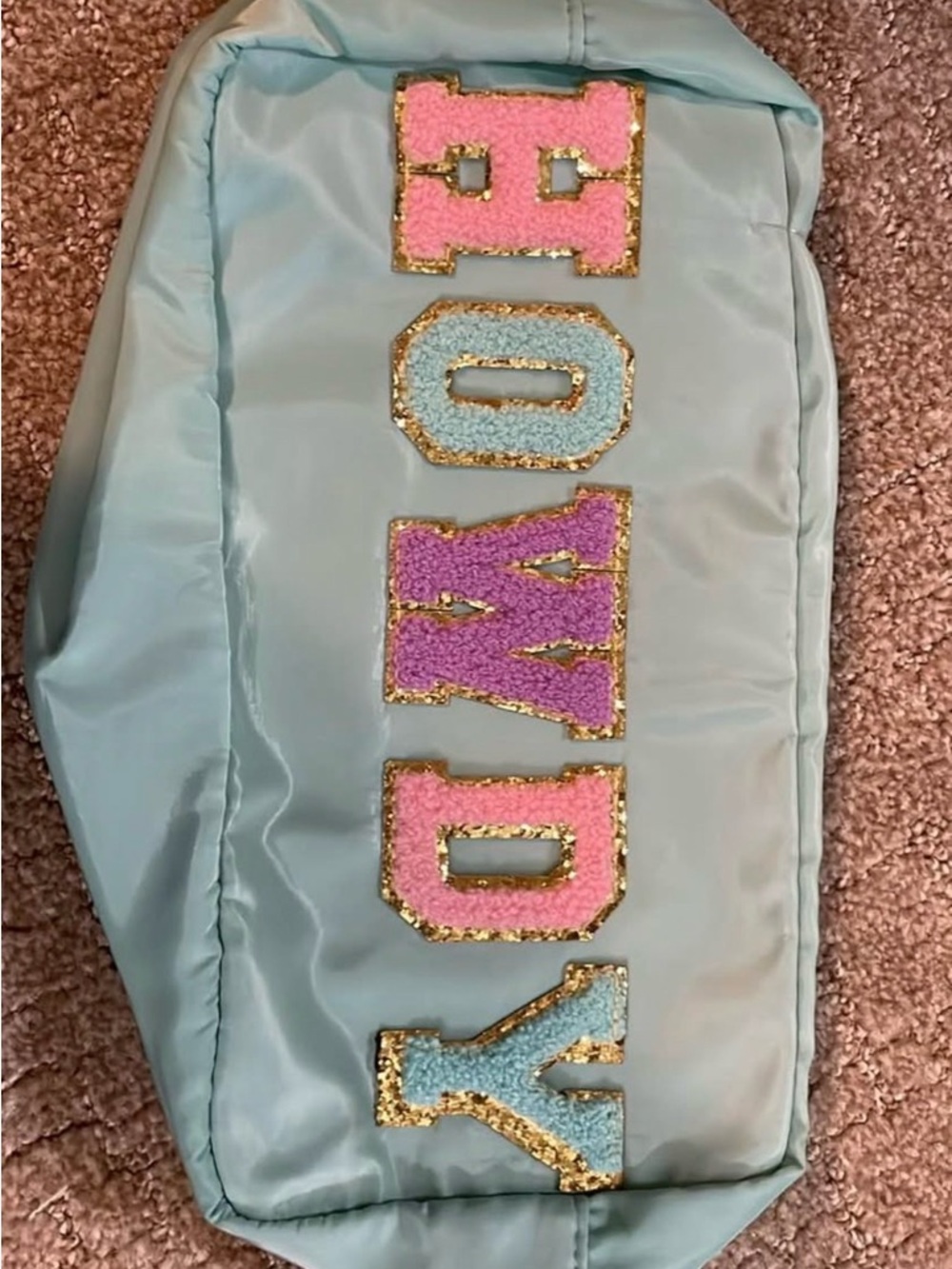 Pastel 'BODY' Patch Light Blue Cosmetic Pouch